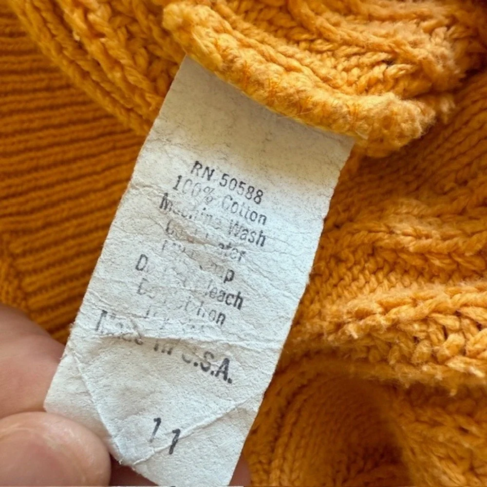 VTG Womens Chunky 90s‎ Cotton Cable Knit Sweater XL Granola Thick Roll Neck - Picture 9 of 14